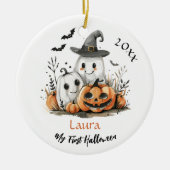 Mijn eerste Halloween Schattigee Ghost Pumpkin Bab Keramisch Ornament (Voorkant)