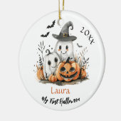 Mijn eerste Halloween Schattigee Ghost Pumpkin Bab Keramisch Ornament (Links)