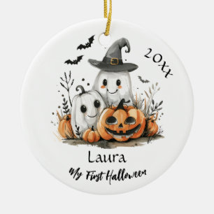 Mijn eerste Halloween Schattigee Ghost Pumpkin Bab Keramisch Ornament