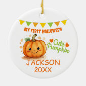 Mijn eerste Halloween - Schattigee pompoen Keramisch Ornament (Achterkant)