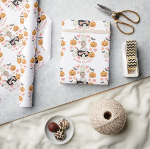 Mijn eerste Halloween   Schattigee pompoen & spook Cadeaupapier