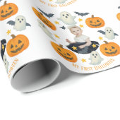 Mijn eerste Halloween | Schattigee pompoen & spook Cadeaupapier (Rol Hoek)