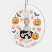 Mijn eerste Halloween | Schattigee pompoen & spook Keramisch Ornament (Links)