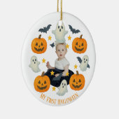 Mijn eerste Halloween | Schattigee pompoen & spook Keramisch Ornament (Rechts)