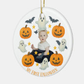 Mijn eerste Halloween | Schattigee pompoen & spook Keramisch Ornament (Links)