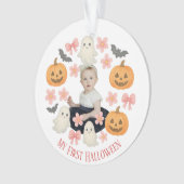 Mijn eerste Halloween | Schattigee pompoen & spook Ornament (voorkant)