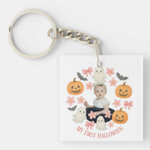 Mijn eerste Halloween   Schattigee pompoen & spook Sleutelhanger