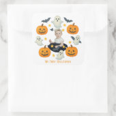 Mijn eerste Halloween | Schattigee pompoen & spook Vierkante Sticker (Tas)