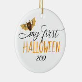 Mijn eerste Halloween Schattigee vleermuis gedatee Keramisch Ornament (Rechts)