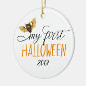 Mijn eerste Halloween Schattigee vleermuis gedatee Keramisch Ornament (Links)