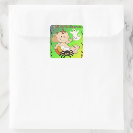 Mijn eerste halloween Square Sticker (Tas)