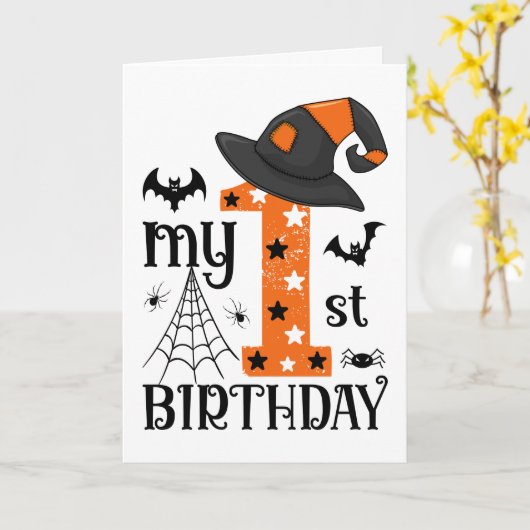 Mijn eerste halloween verjaardag kaart (Gele Bloem)