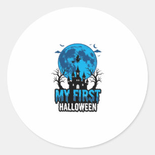 Mijn Eerste Halloween Vintage Geheime Kasteel Baby Ronde Sticker