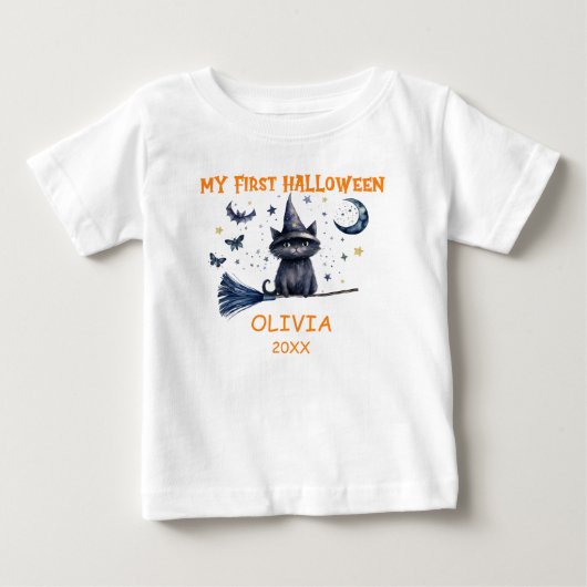 Mijn Eerste Halloween Waterverf Kat T-Shirt (Voorkant)