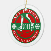 Mijn eerste halve marathon - 2011 keramisch ornament (Links)