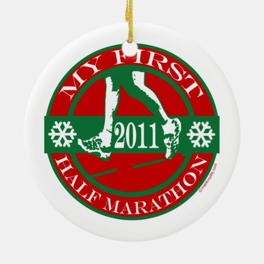 Mijn eerste halve marathon - 2011 keramisch ornament (Achterkant)