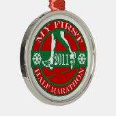 Mijn eerste halve marathon - 2011 metalen ornament (Rechts)