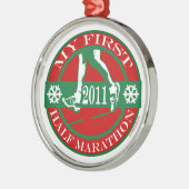 Mijn eerste halve marathon - 2011 metalen ornament (Links)