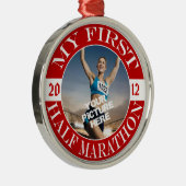 Mijn eerste halve marathon -  foto's en jaar metalen ornament (Rechts)