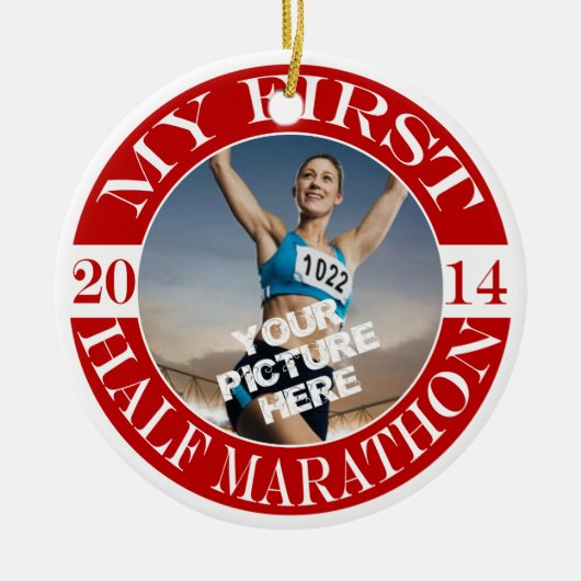 Mijn eerste halve marathonfotoornament - 2014 keramisch ornament (Voorkant)
