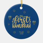 Mijn eerste hanukkah Blue, Star, Menorah Keramisch Ornament (Voorkant)