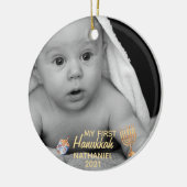 Mijn Eerste Hanukkah Menorah Foto Sjabloon Keramisch Ornament (Links)