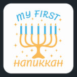 Mijn eerste hanukkah vierkante sticker<br><div class="desc">Mijn eerste hanukkah</div>