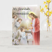 Mijn eerste heilig meisje van de Heilige Communie Kaart (Gele Bloem)