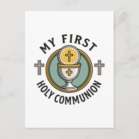 Mijn eerste Heilige Communie Eucharistie 1e Christ Feestdagenkaart (Voorkant)