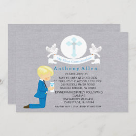 Mijn eerste Heilige Communie jongen knielend uitno Kaart