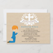 Mijn Eerste Heilige Communie Jongen Knielende Uitn Kaart (Voorkant)