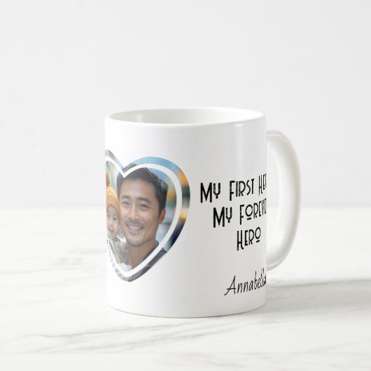 Mijn eerste held is Custom hartvormige Foto Koffiemok (Voorkant rechts)