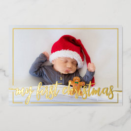 Mijn eerste horizontale kerstfoto folie feestdagenkaart