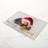 Mijn eerste horizontale kerstfoto folie feestdagenkaart (Gedraaid)