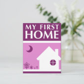 mijn eerste huis ( mod mauve ) briefkaart (Staand voorkant)