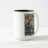 Mijn eerste huisnummer 2 - Surreal Odd Gothic Tweekleurige Koffiemok (Voorkant rechts)