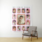 Mijn eerste jaar 12 maanden foto Baby Collage Wandkleed (In situ)