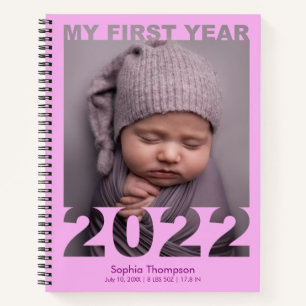 Mijn Eerste Jaar 2022 Moderne Uitknip Baby Foto Ro Notitieboek