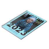 Mijn eerste jaar 2023 Modern Cutout Baby Foto Blau Notitieboek (Linkerzijde)