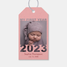 Mijn eerste jaar 2023 Modern Cutout Baby Foto Cora Cadeaulabel