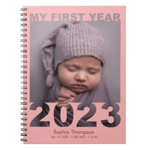 Mijn eerste jaar 2023 Modern Cutout Baby Foto Cora Notitieboek