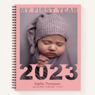 Mijn eerste jaar 2023 Modern Cutout Baby Foto Cora Notitieboek