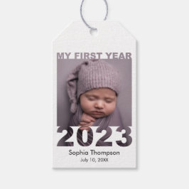 Mijn eerste jaar 2023 Modern Cutout Baby White Cadeaulabel