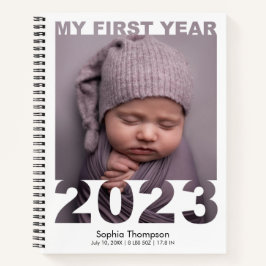 Mijn eerste jaar 2023 Modern Cutout Baby White Notitieboek