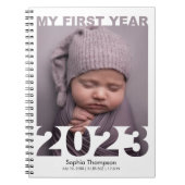 Mijn eerste jaar 2023 Modern Cutout Baby White Notitieboek (Voorkant)