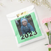 Mijn eerste jaar 2023 Moderne Cutout Baby Foto gro Bedankzakje (Gezegeld)