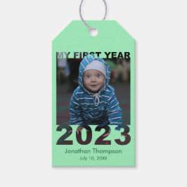 Mijn eerste jaar 2023 Moderne Cutout Baby Foto gro Cadeaulabel