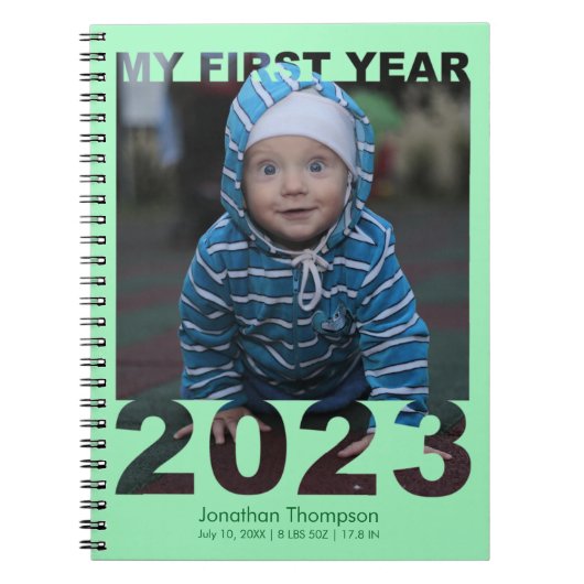 Mijn eerste jaar 2023 Moderne Cutout Baby Foto gro Notitieboek (Voorkant)