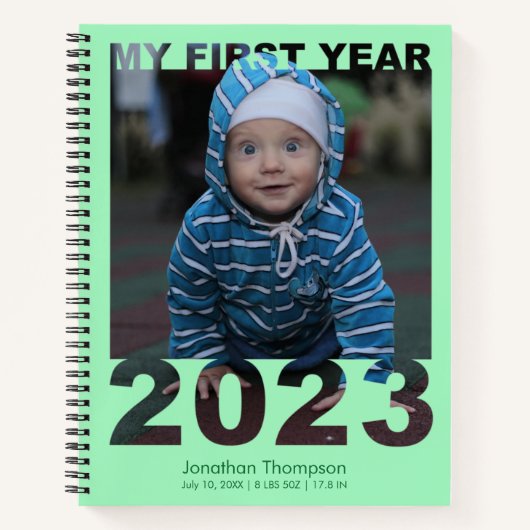 Mijn eerste jaar 2023 Moderne Cutout Baby Foto gro Notitieboek (Voorkant)
