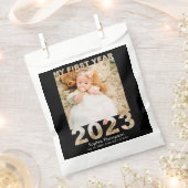 Mijn eerste jaar 2023 Moderne Cutout Baby Foto zwa Bedankzakje (Geknipt)